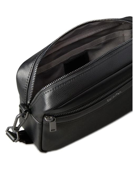 Calvin Klein Black Logo-Debossed Camera Bag for men