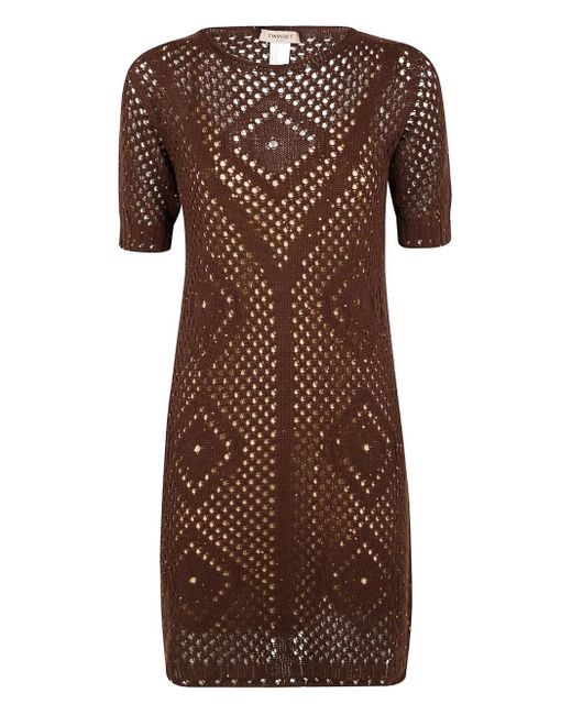Twinset Brown Gestricktes Kleid