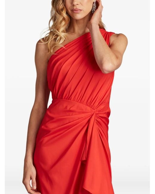 Tadashi Shoji Red One-Shoulder Ruffled Dress