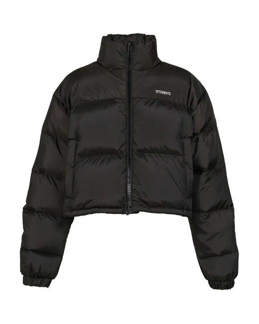 Vetements Black Quilted Puffer Jacket for men