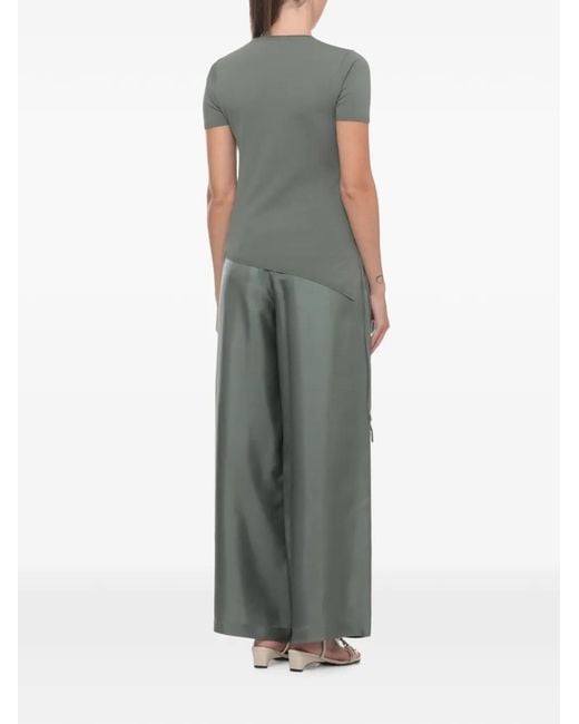 Marella Gray Asymmetric Ruched-Side T-Shirt