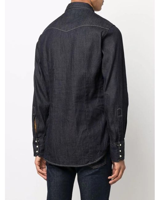 DSquared² Blue Dark-Wash Denim Shirt for men