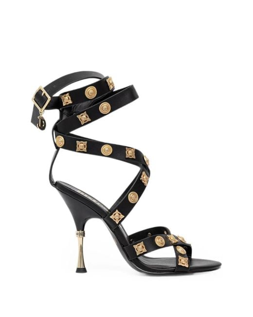 Just Cavalli Black Sandales À Bride Enveloppante Et À Ornements