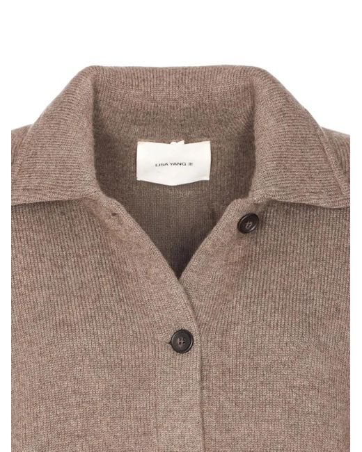 Lisa Yang Natural Buttoned Cashmere Cardigan