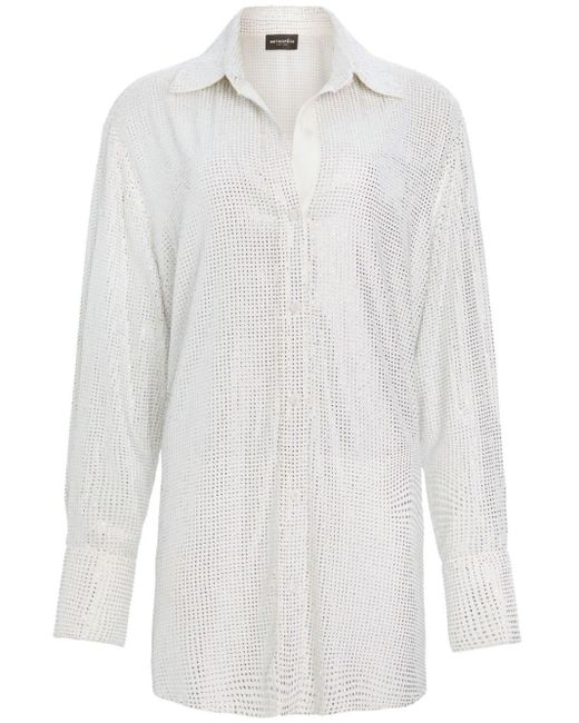 retroféte White Maddox Hemdkleid mit Kristallen