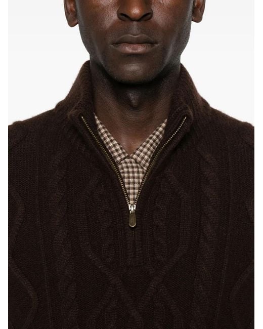 Bompard Black Cable-Knit Sweater for men