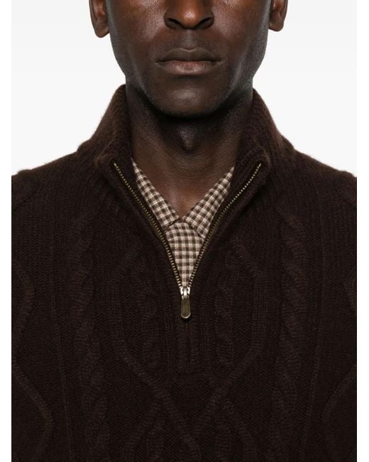 Eric Bompard Pullover mit Zopfmuster in Black für Herren