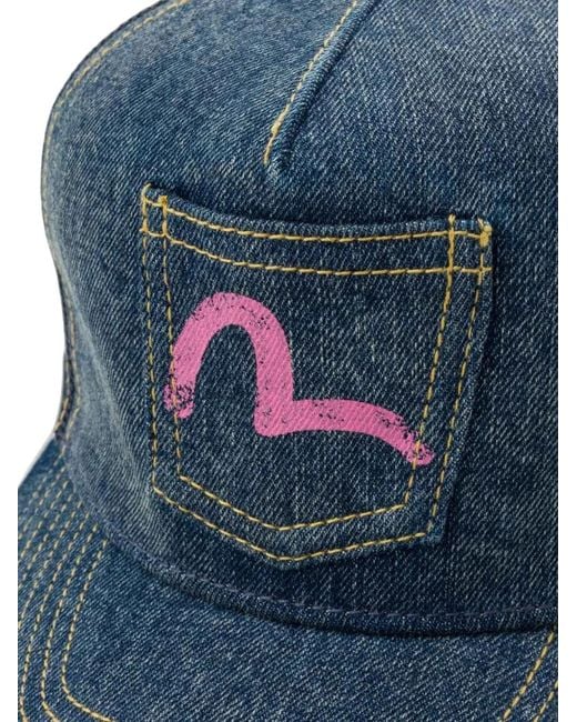 Evisu Blue Seagull-Print Patch-Pocket Cap
