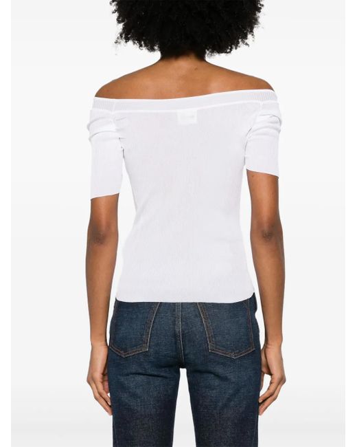 Khaite White Boat Neck Top