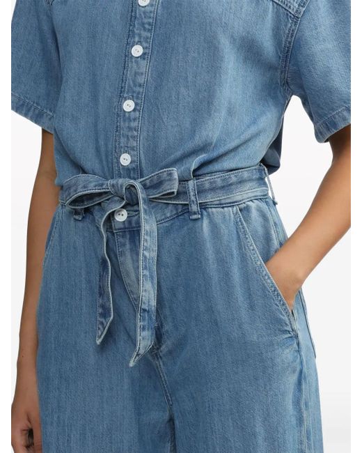 Rag & Bone Blue Belted Denim Jumpsuit