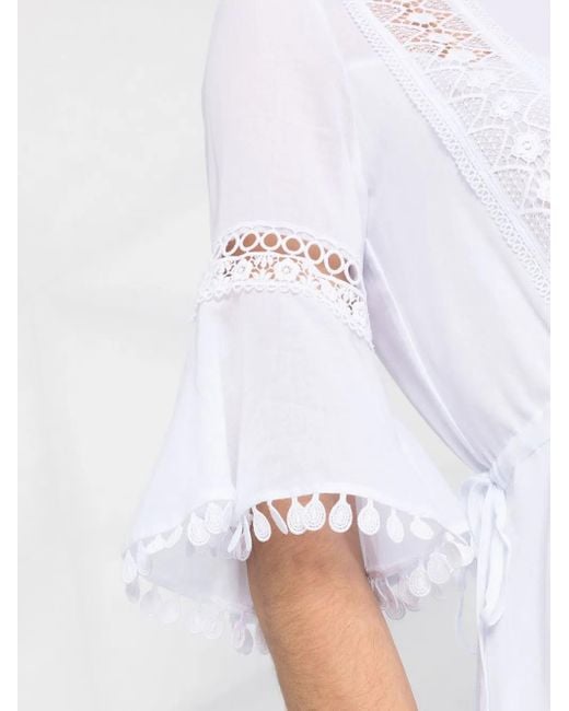 Charo Ruiz White Lace-Detail Cotton Shirtdress