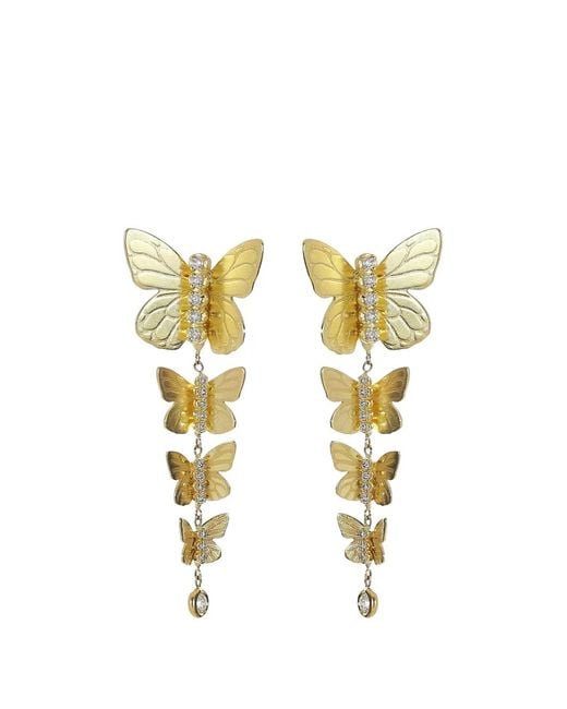 Tanya Farah Metallic Diamond-Embellishment Butterfly Earrings