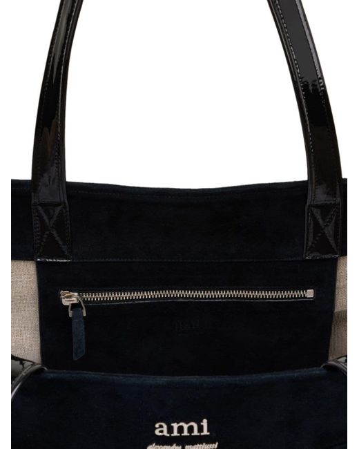 AMI Black E/w Maxi Ami Leather Tote Bag