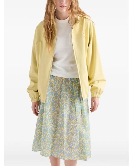 Prada Yellow Hooded Nappa Leather Jacket