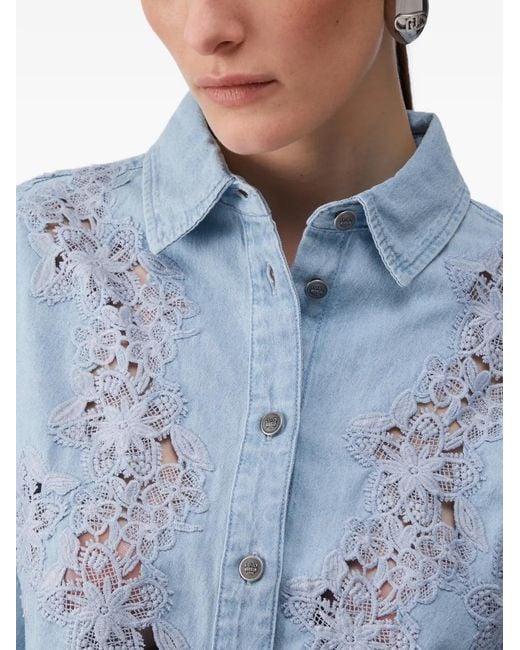 Liu Jo Blue Denim Lace Shirt