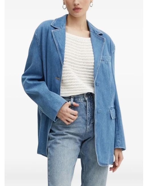 Bardot Blue Button-Fastening Denim Blazer
