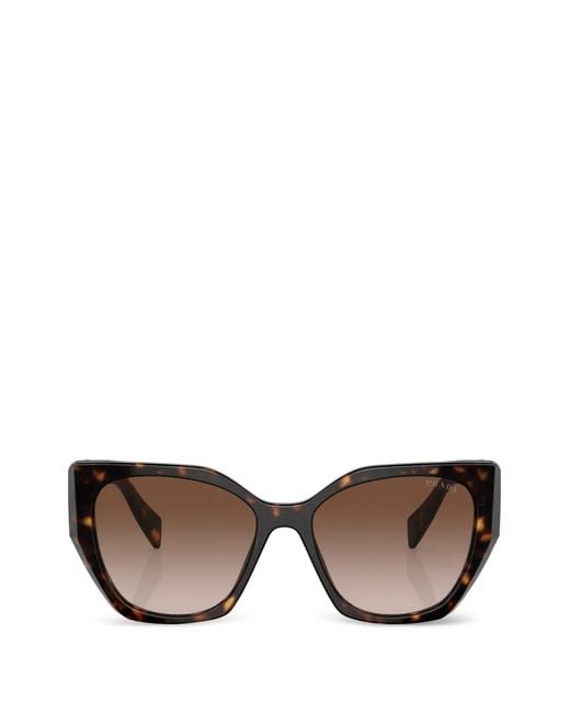 Prada Brown Tortoiseshell-Effect Geometric-Frame Sunglasses