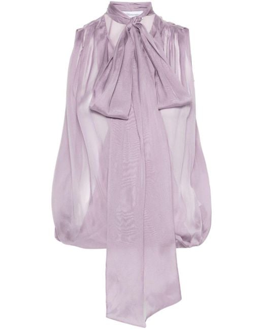 Blouse en soie à détail de foulard Blumarine en coloris Purple