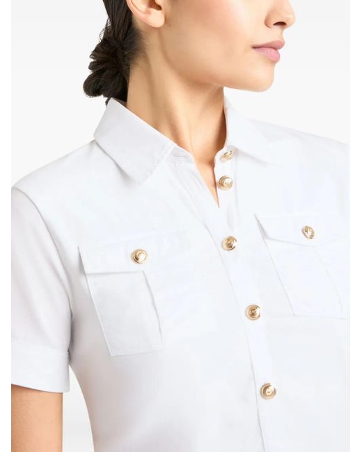 Cinq À Sept White Button-Fastening Pocket Top