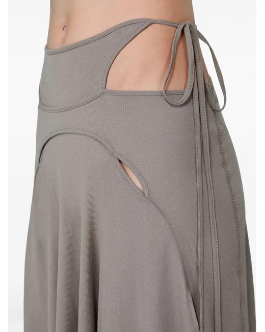 SRVC Studio Gray Stiletto Cut-Out Asymmetric Midi Skirt