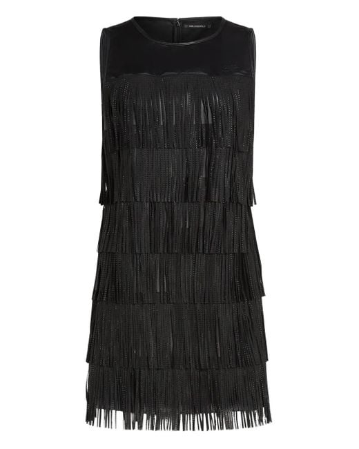 Karl Lagerfeld Black Fringe Mini Dress