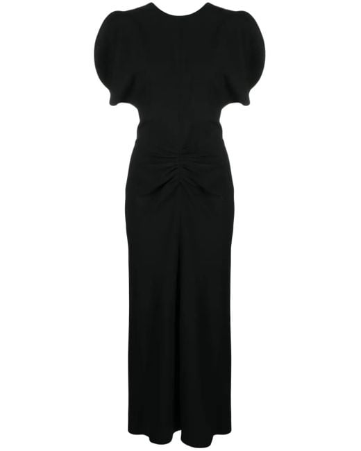 Victoria Beckham Black Victoria Beckham Gathered Waist Midi Dress