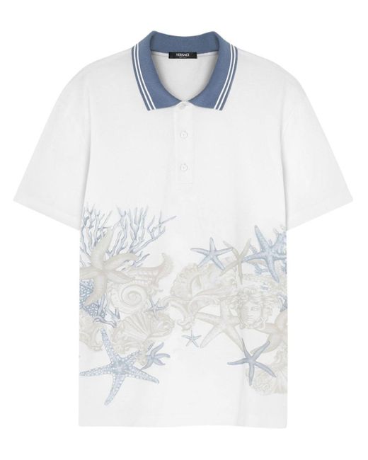 Versace Poloshirt mit Seesterne-Print in White für Herren