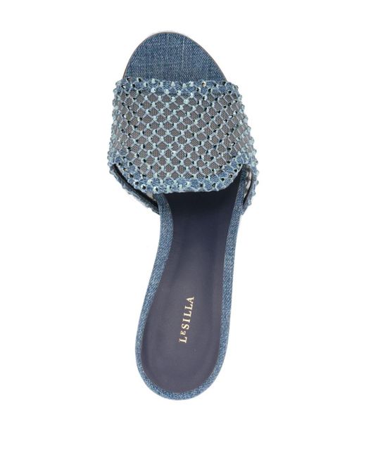 Le Silla Blue Gilda 65mm Crystal-embellished Mules