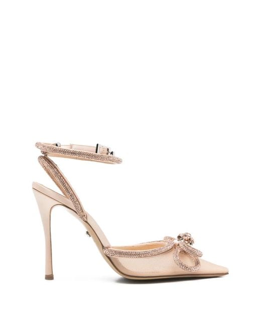 Mach & Mach White Double Bow Heeled Pumps