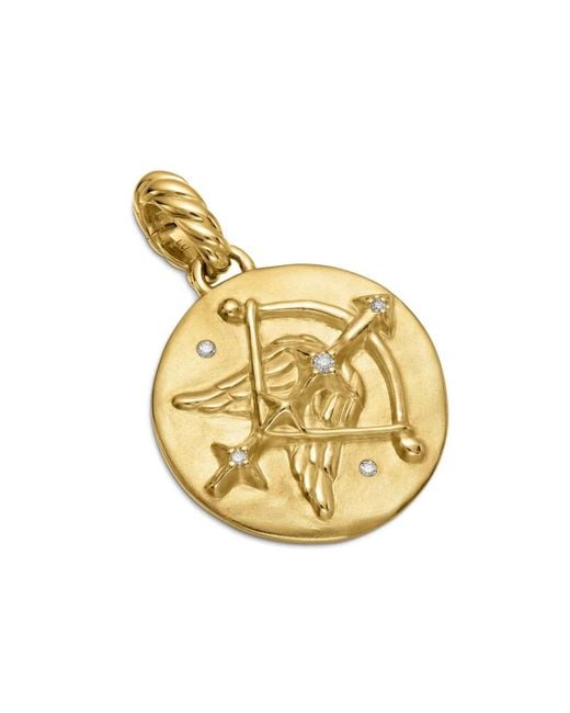 David Yurman Metallic 18Kt Sagittarius Diamond Amulet Pendant (28.7Mm)