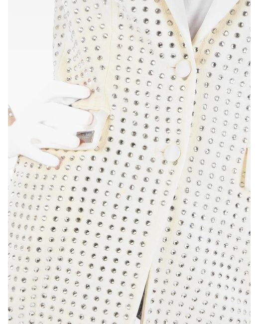 Philipp Plein White Crystal-Embellished Blazer