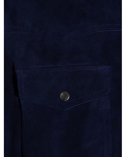 Salvatore Santoro Blue Buttoned Suede Jacket for men