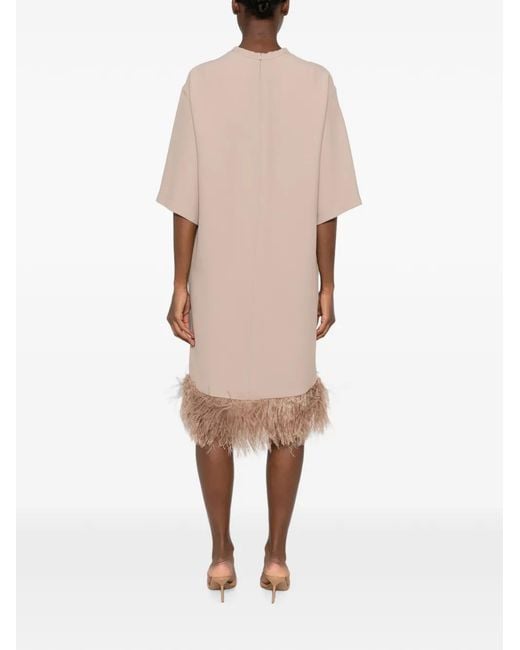 Fabiana Filippi Pink Feather-Trim Shift Dress