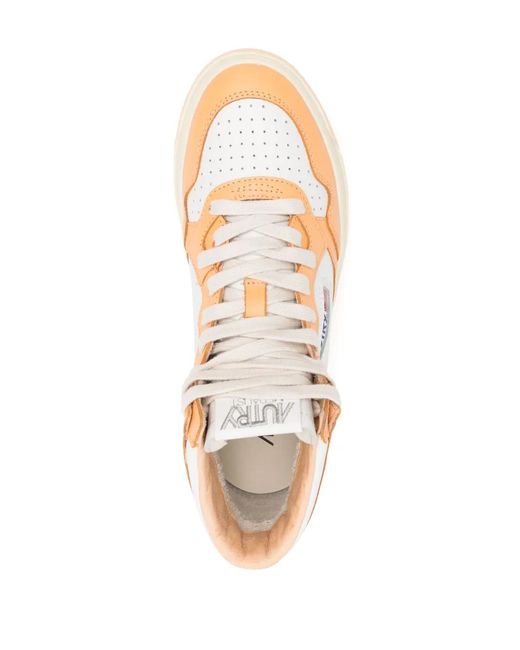 Autry Pink Medalist Mid Leather Sneakers