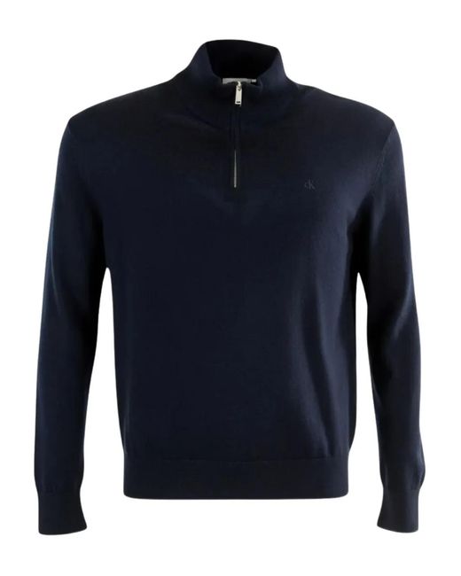 Calvin Klein Men's Blue Turtleneck Wool Sweater