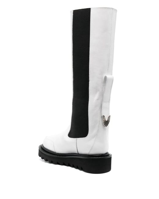 Toga White Two-Tone Knee Boots