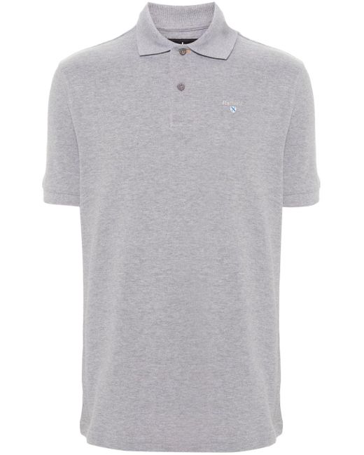 Barbour Gray Logo-embroidered Polo Shirt for men