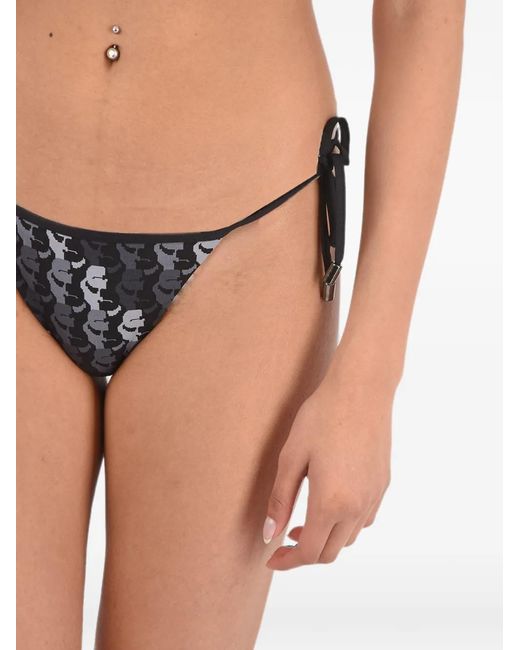 Karl Lagerfeld Black Logo-Print Side-Tie Bikini Short