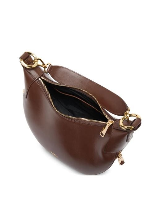 Lancel Brown Origami Zip Shoulder Bag