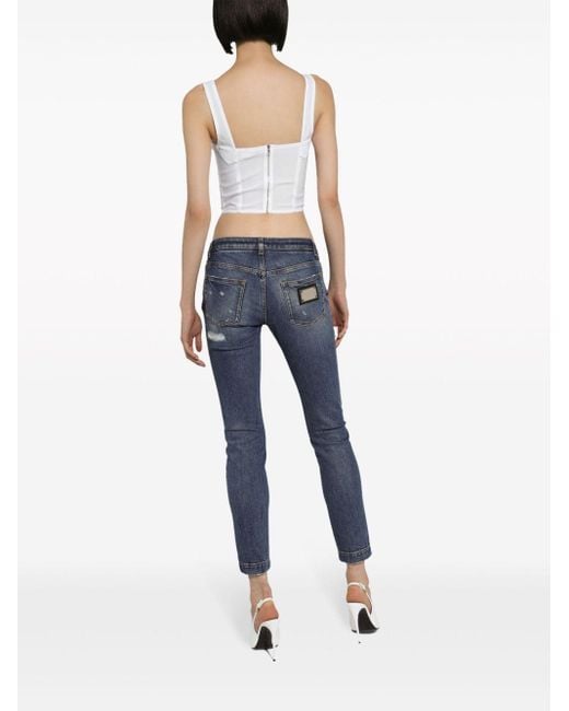 Jeans skinny a vita bassa di Dolce & Gabbana in Blue