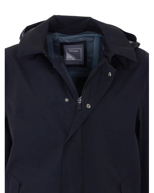 Herno Blue Imperméable À Capuche Amovible for men