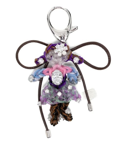 ShuShu/Tong White Rhinestone Woven Doll Keychain