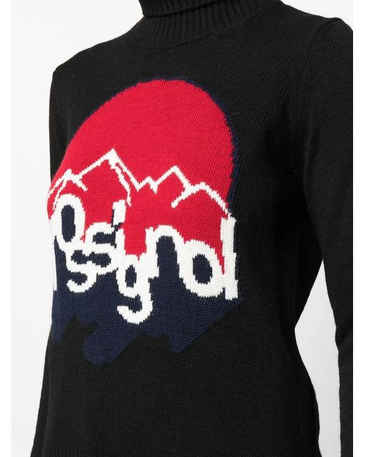 Rossignol Black Roll Neck Intarsia-Knit Jumper