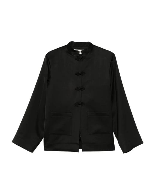 Chaqueta de satén con cuello mao Rohe de color Black