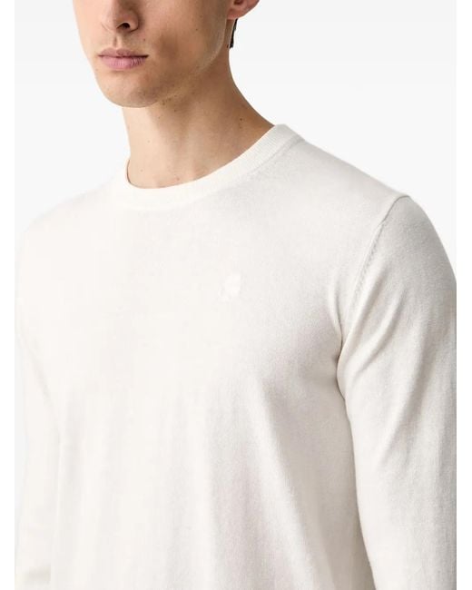 Karl Lagerfeld White Logo-Patch Crew-Neck Sweater for men