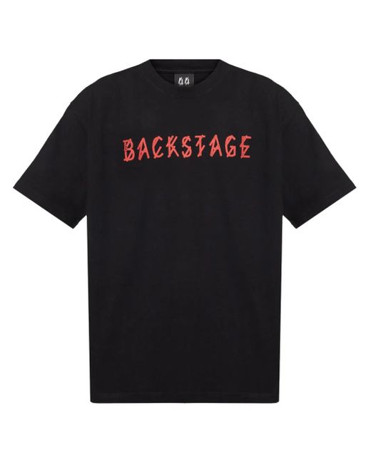 44 Label Group Black Slogan-Print T-Shirt