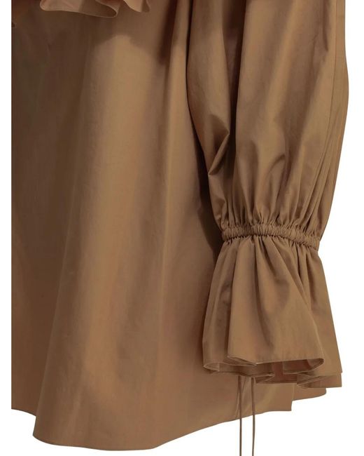 Chloé Brown Ruffled Cotton Top