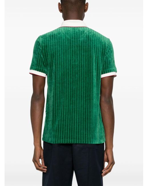 Casablancabrand Geripptes Poloshirt aus Samt in Green für Herren