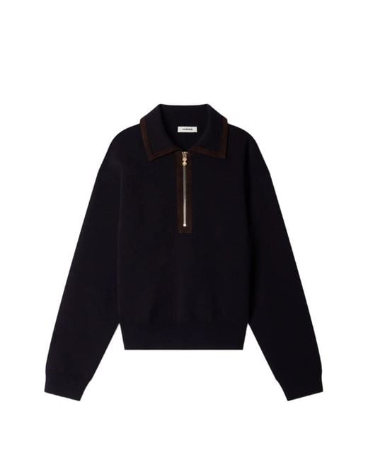 Sandro Blue Quarter-Zip Sweatshirt