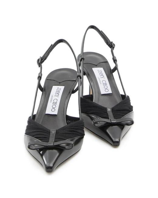 Jimmy Choo Black Afia Mesh Slingback Pumps